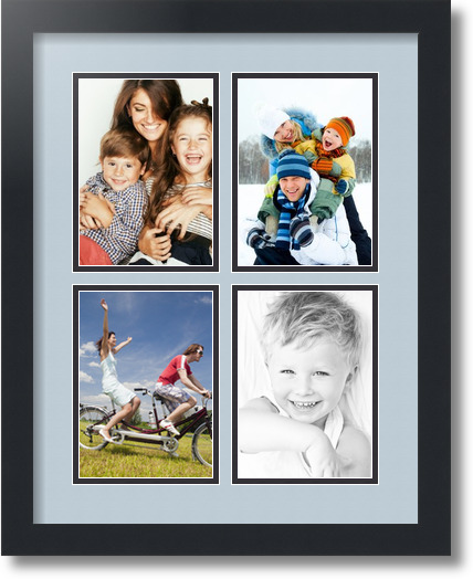 ArtToFrames Collage Mat Picture Photo Frame 4 5x7" Openings in Satin Black 3 