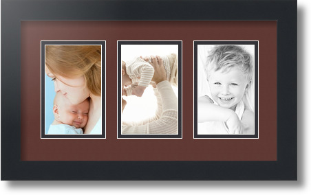 ArtToFrames Collage Mat Picture Photo Frame  3 3.375x5.375" Openings in Black 30