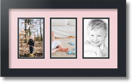 ArtToFrames Collage Mat Picture Photo Frame  3 3.375x5.375" Openings in Black 30