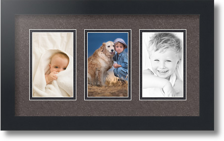 ArtToFrames Collage Mat Picture Photo Frame  3 3.375x5.375" Openings in Black 30