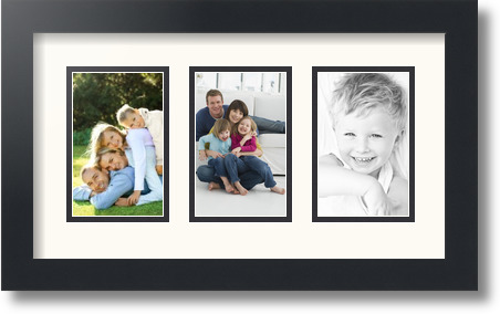 ArtToFrames Collage Mat Picture Photo Frame  3 3.375x5.375" Openings in Black 30