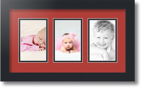 ArtToFrames Collage Mat Picture Photo Frame  3 3.375x5.375" Openings in Black 30