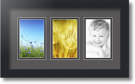 ArtToFrames Collage Mat Picture Photo Frame  3 3.375x5.375" Openings in Black 30