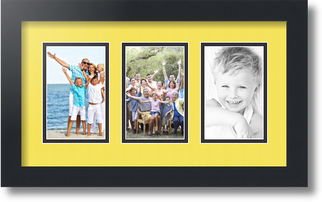 ArtToFrames Collage Mat Picture Photo Frame  3 3.375x5.375" Openings in Black 30