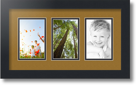 ArtToFrames Collage Mat Picture Photo Frame  3 3.375x5.375" Openings in Black 30