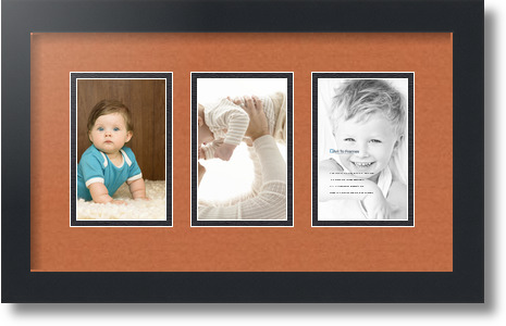 ArtToFrames Collage Mat Picture Photo Frame  3 3.375x5.375" Openings in Black 30