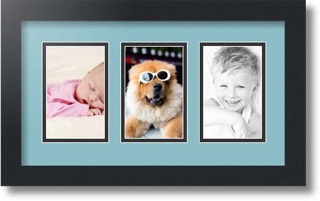 ArtToFrames Collage Mat Picture Photo Frame  3 3.375x5.375" Openings in Black 30