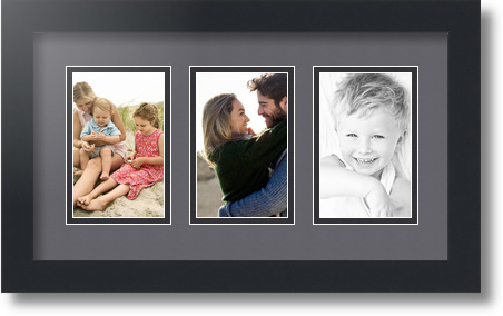 ArtToFrames Collage Mat Picture Photo Frame  3 3.375x5.375" Openings in Black 30