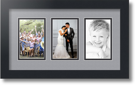 ArtToFrames Collage Mat Picture Photo Frame  3 3.375x5.375" Openings in Black 30