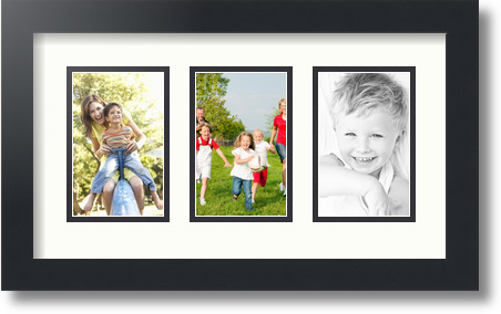 ArtToFrames Collage Mat Picture Photo Frame  3 3.375x5.375" Openings in Black 30