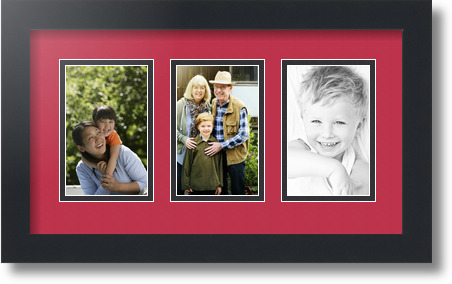 ArtToFrames Collage Mat Picture Photo Frame  3 3.375x5.375" Openings in Black 30