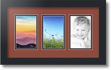 ArtToFrames Collage Mat Picture Photo Frame  3 3.375x5.375" Openings in Black 30