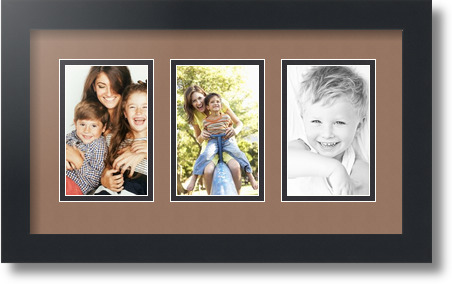 ArtToFrames Collage Mat Picture Photo Frame  3 3.375x5.375" Openings in Black 30