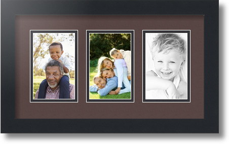 ArtToFrames Collage Mat Picture Photo Frame  3 3.375x5.375" Openings in Black 30