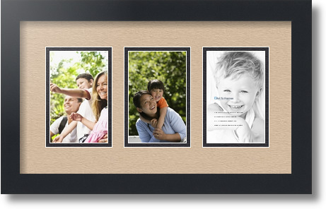 ArtToFrames Collage Mat Picture Photo Frame  3 3.375x5.375" Openings in Black 30