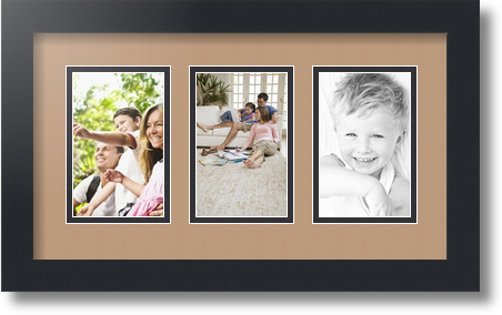 ArtToFrames Collage Mat Picture Photo Frame  3 3.375x5.375" Openings in Black 30