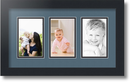 ArtToFrames Collage Mat Picture Photo Frame  3 3.375x5.375" Openings in Black 30