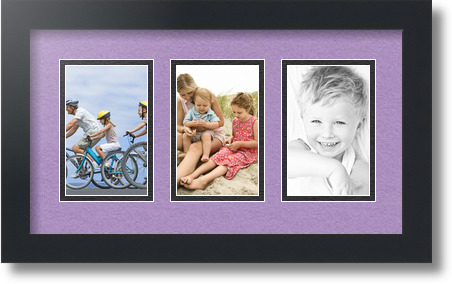 ArtToFrames Collage Mat Picture Photo Frame  3 3.375x5.375" Openings in Black 30