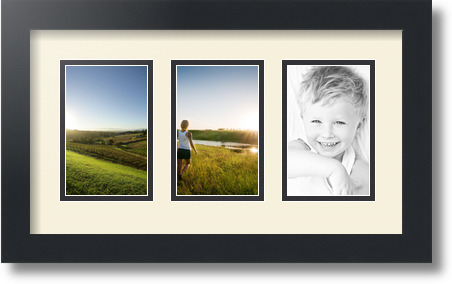 ArtToFrames Collage Mat Picture Photo Frame  3 3.375x5.375" Openings in Black 30