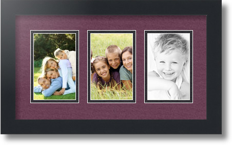 ArtToFrames Collage Mat Picture Photo Frame  3 3.375x5.375" Openings in Black 30