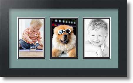 ArtToFrames Collage Mat Picture Photo Frame  3 3.375x5.375" Openings in Black 30