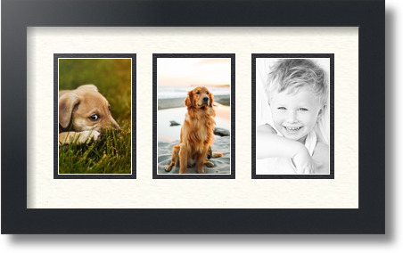 ArtToFrames Collage Mat Picture Photo Frame  3 3.375x5.375" Openings in Black 30