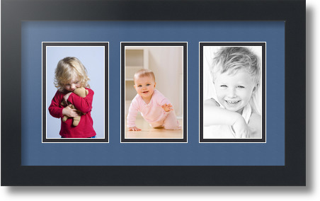 ArtToFrames Collage Mat Picture Photo Frame  3 3.375x5.375" Openings in Black 30