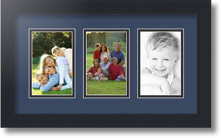 ArtToFrames Collage Mat Picture Photo Frame  3 3.375x5.375" Openings in Black 30