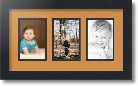 ArtToFrames Collage Mat Picture Photo Frame  3 3.375x5.375" Openings in Black 30