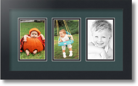 ArtToFrames Collage Mat Picture Photo Frame  3 3.375x5.375" Openings in Black 30