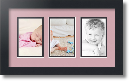 ArtToFrames Collage Mat Picture Photo Frame  3 3.375x5.375" Openings in Black 30