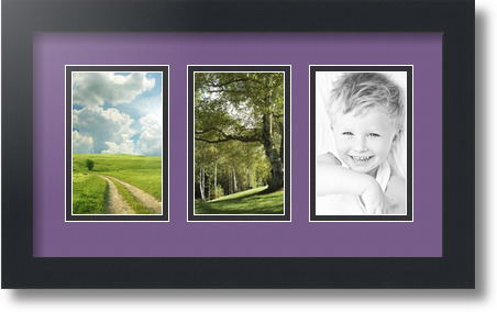 ArtToFrames Collage Mat Picture Photo Frame  3 3.375x5.375" Openings in Black 30