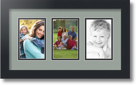 ArtToFrames Collage Mat Picture Photo Frame  3 3.375x5.375" Openings in Black 30