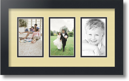 ArtToFrames Collage Mat Picture Photo Frame  3 3.375x5.375" Openings in Black 30