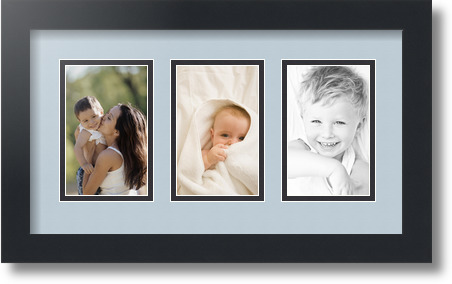 ArtToFrames Collage Mat Picture Photo Frame  3 3.375x5.375" Openings in Black 30