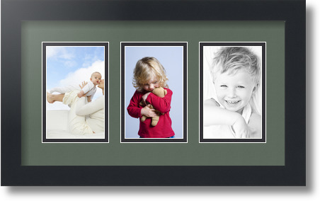 ArtToFrames Collage Mat Picture Photo Frame  3 3.375x5.375" Openings in Black 30