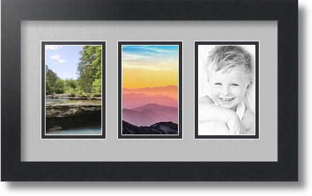 ArtToFrames Collage Mat Picture Photo Frame  3 3.375x5.375" Openings in Black 30