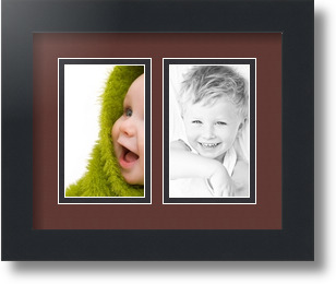 ArtToFrames Collage Mat Picture Photo Frame 2 3x5" Openings in Satin Black 33