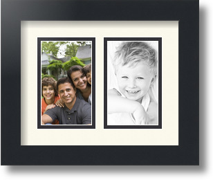 ArtToFrames Collage Mat Picture Photo Frame 2 3x5" Openings in Satin Black 33