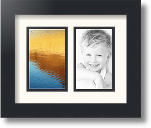 ArtToFrames Collage Mat Picture Photo Frame 2 3x5" Openings in Satin Black 33