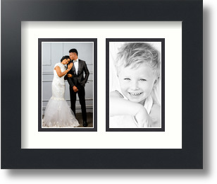 ArtToFrames Collage Mat Picture Photo Frame 2 3x5" Openings in Satin Black 33