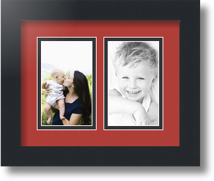 ArtToFrames Collage Mat Picture Photo Frame 2 3x5" Openings in Satin Black 33