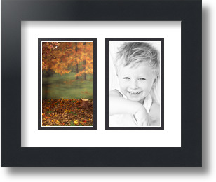 ArtToFrames Collage Mat Picture Photo Frame 2 3x5" Openings in Satin Black 33