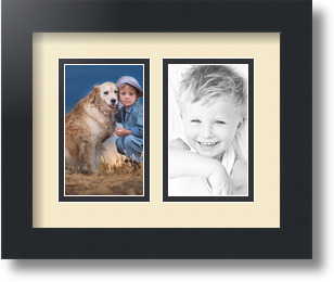 ArtToFrames Collage Mat Picture Photo Frame 2 3x5" Openings in Satin Black 33