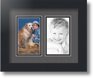 ArtToFrames Collage Mat Picture Photo Frame 2 3x5" Openings in Satin Black 33