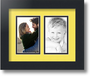 ArtToFrames Collage Mat Picture Photo Frame 2 3x5" Openings in Satin Black 33