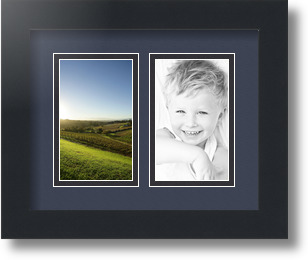 ArtToFrames Collage Mat Picture Photo Frame 2 3x5" Openings in Satin Black 33