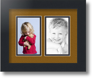 ArtToFrames Collage Mat Picture Photo Frame 2 3x5" Openings in Satin Black 33