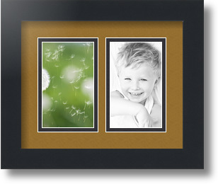 ArtToFrames Collage Mat Picture Photo Frame 2 3x5" Openings in Satin Black 33