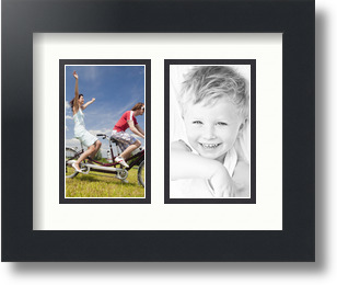 ArtToFrames Collage Mat Picture Photo Frame 2 3x5" Openings in Satin Black 33